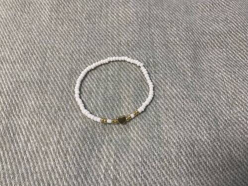 Bracelet blanc cœur or 