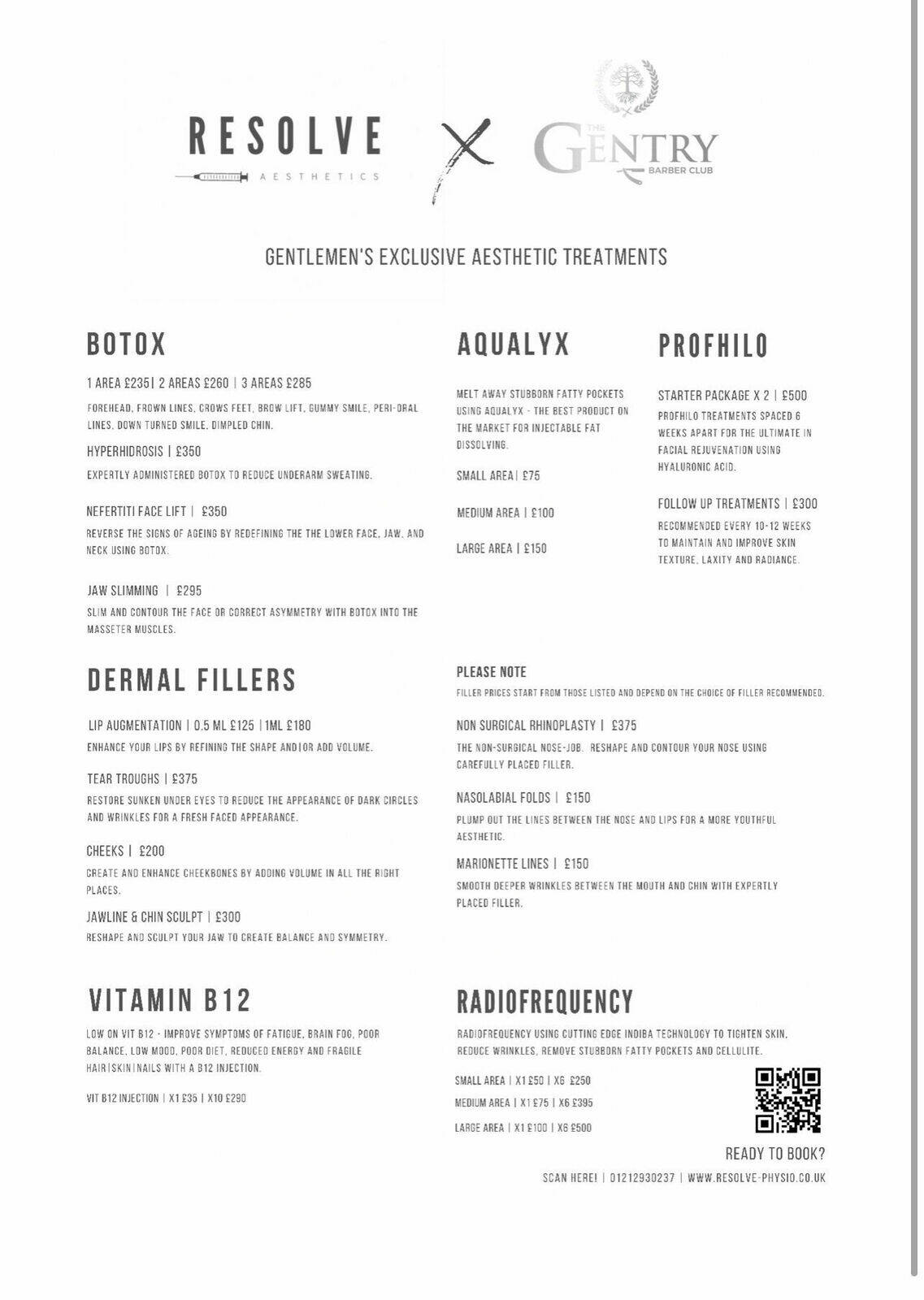 Mentioning when The Gentry when booking with Resolve Aesthetics receive £50 off your treatment, 