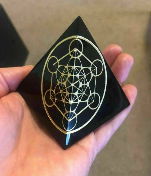 Black obsidian metatron pyramid