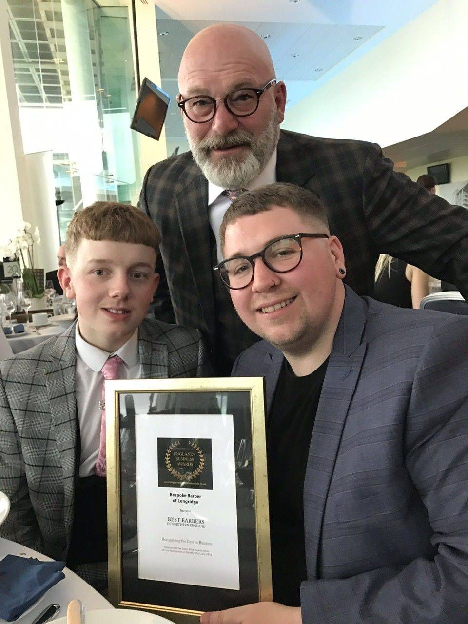 Adam, Conner and Ross receiving the award in York 2020