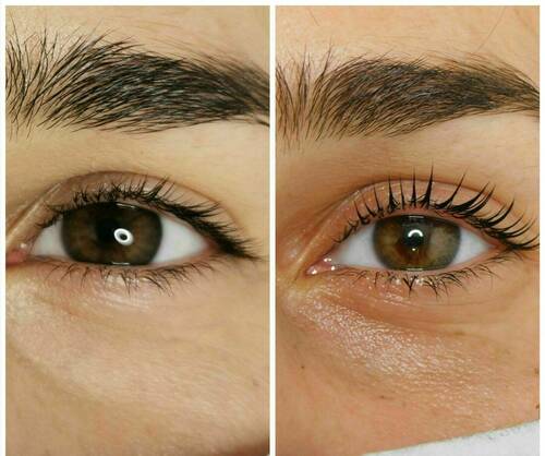 Réhaussement de cils + teinture + soin Kératine