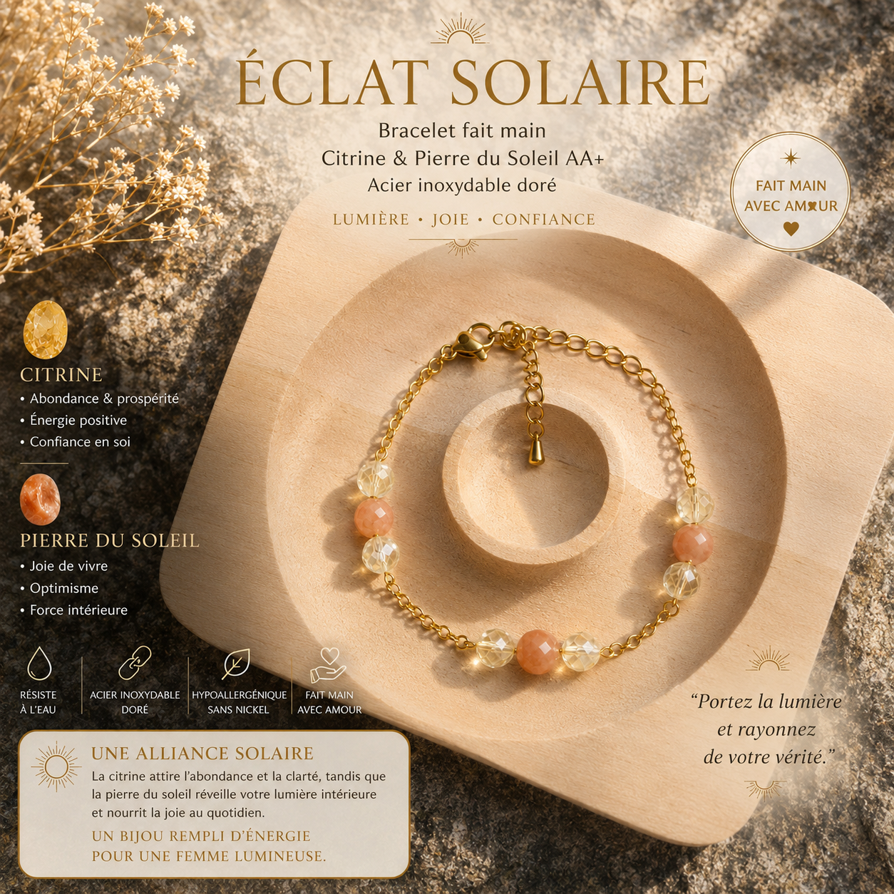 BRACELET PIERRE DU SOLEIL / CITRINE 