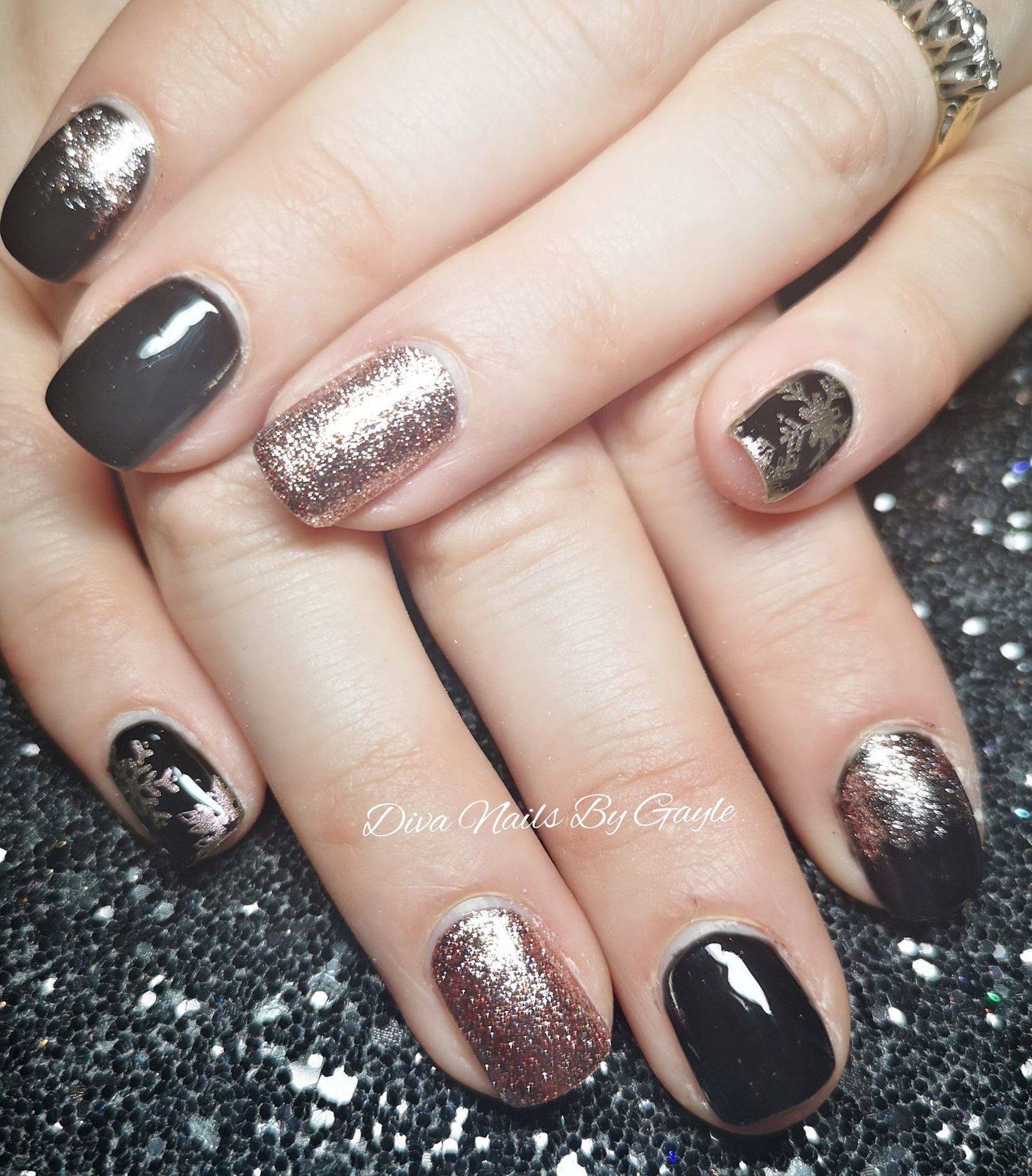 Black Betty with Rose gold and holo stamping