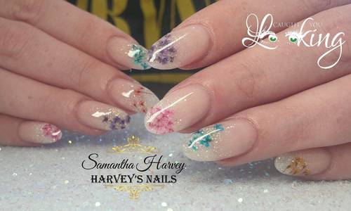 French Ombre with encapsulated dried flowers