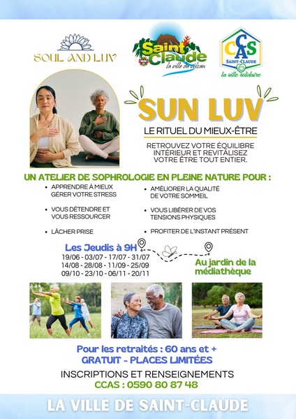 En partenariat avec le CCAS de la ville de Saint-Claude,  Soul and Luv vous informe que les ateliers de sophrologie en pleine nature sont de retour.