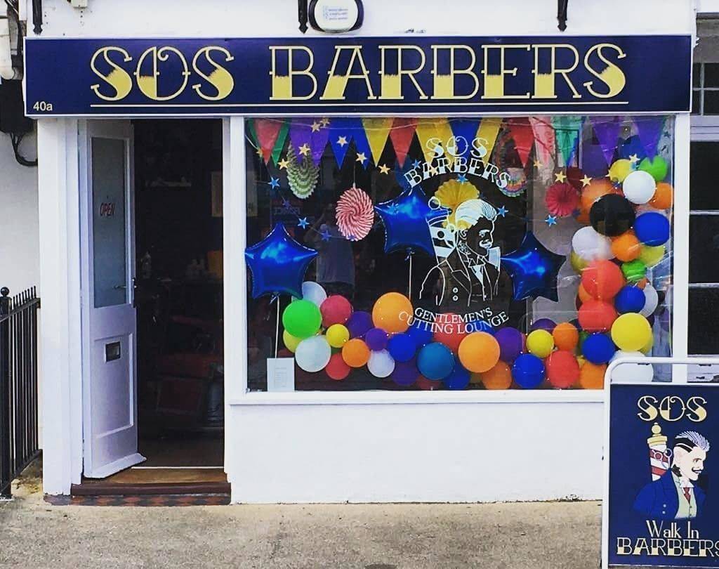 Window dressed for Dawlish Carnival week 
#Dawlish #Barbers #barbershop #barberlife #carnival