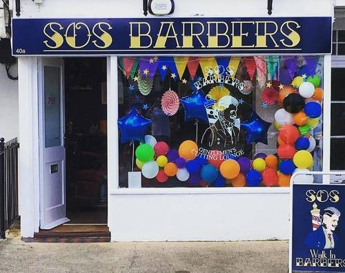 Window dressed for Dawlish Carnival week 
#Dawlish #Barbers #barbershop #barberlife #carnival