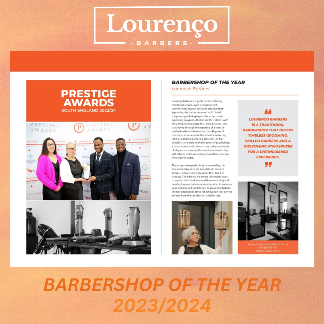 Our recent award as The Winner of South England Prestige Awards 2023/2024 Barbershop of the Year saw our team featured on a beautiful magazine spread! 📖 