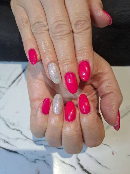 A summer pink and rainbow glitter to match