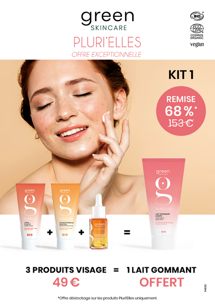 Offre PLURI'ELLES ( 3 produits visage = 1 lait gommant offert)