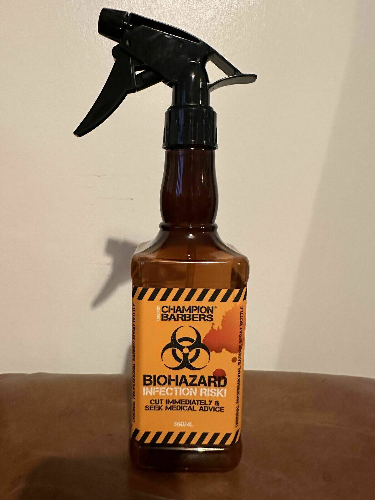 Biohazard spray bottle 