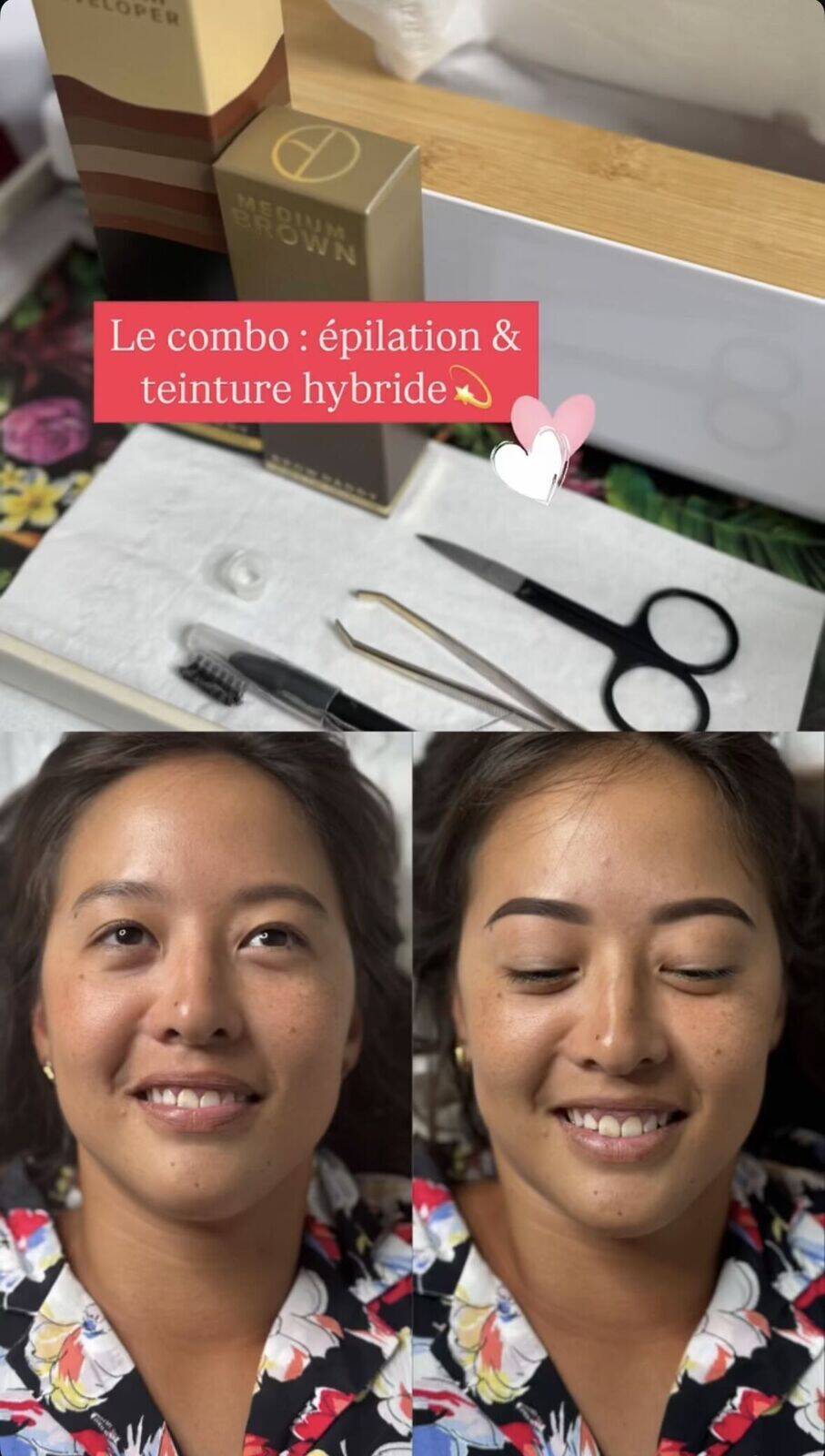 Épilation des sourcils & Teinture hybride (3 semaines)