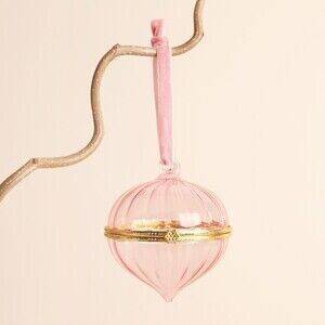 Pink glass gold secret opening bauble