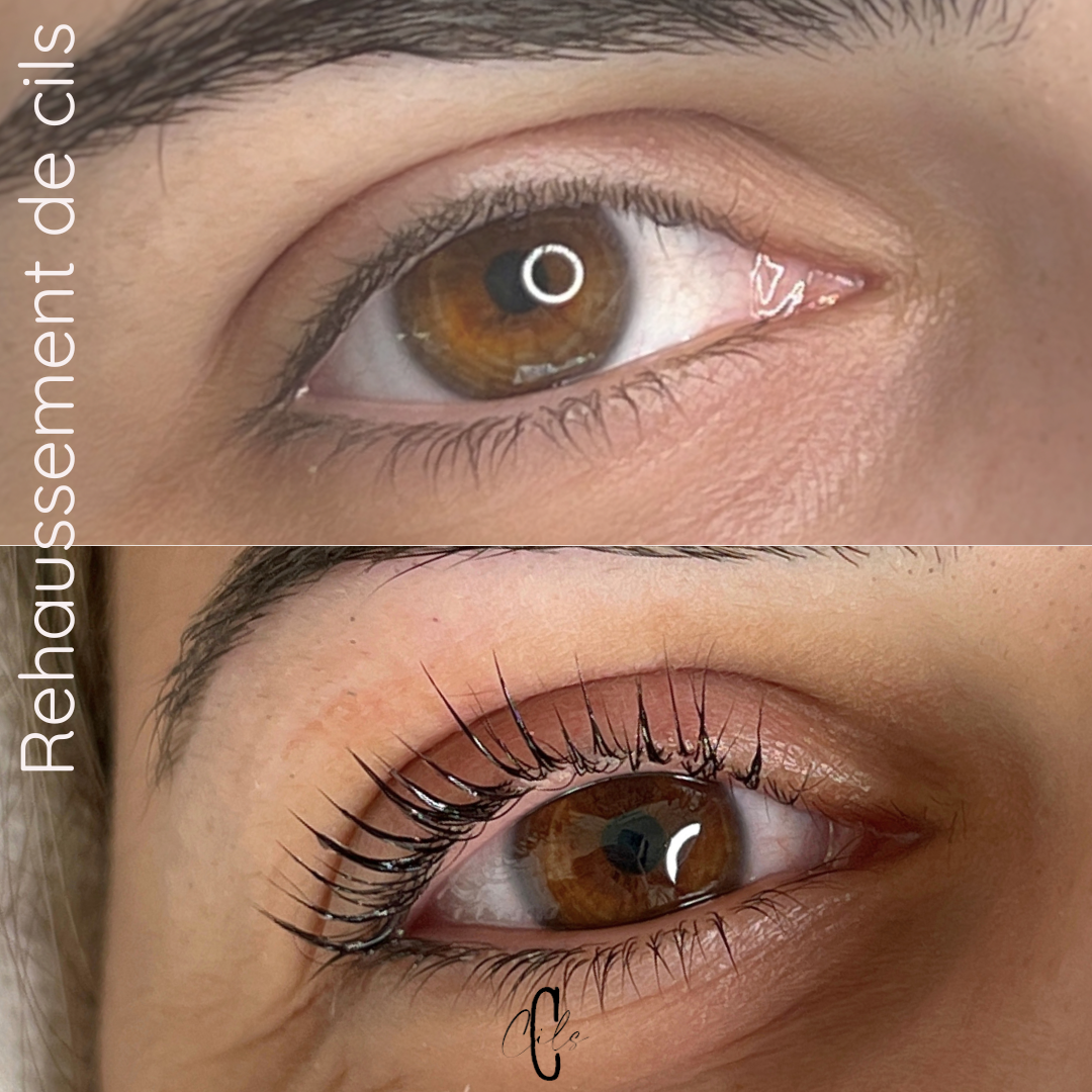 Lash lift: cils naturels recourbés pour 6 à 8 semaines, sans entretien, possibilité d'appliquer du mascara pour davantage de volume. Teinture facultative