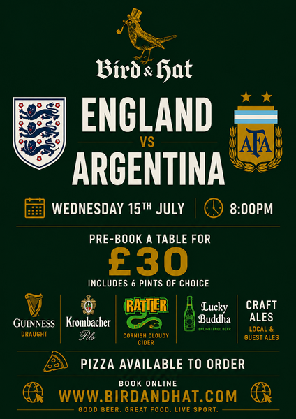 England v Argentina  (table of 6) 8pm