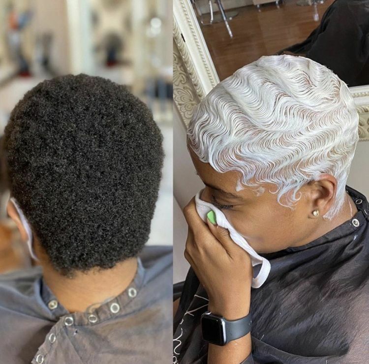 Décoloration (blond)  et coupe mise en forme