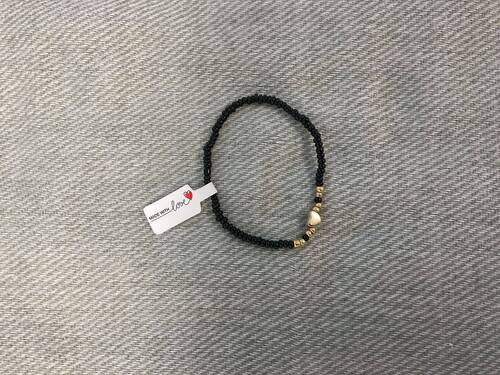 Bracelet noir avec cœur or 