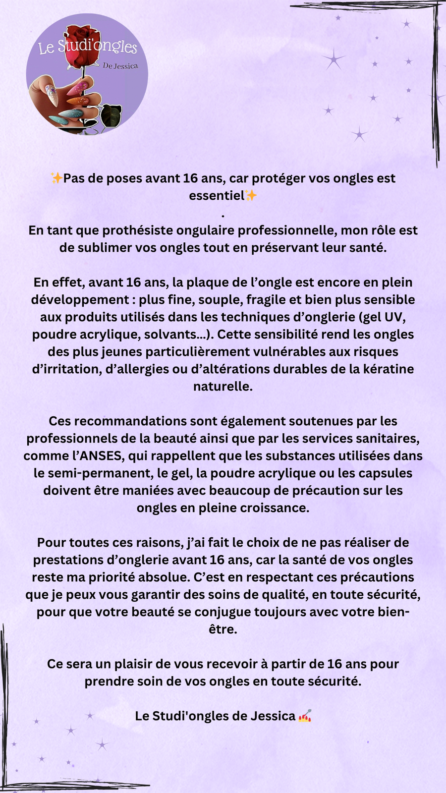 Pas de pose avant 16 ans ⚠️