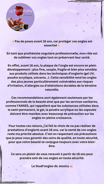 Pas de pose avant 16 ans ⚠️