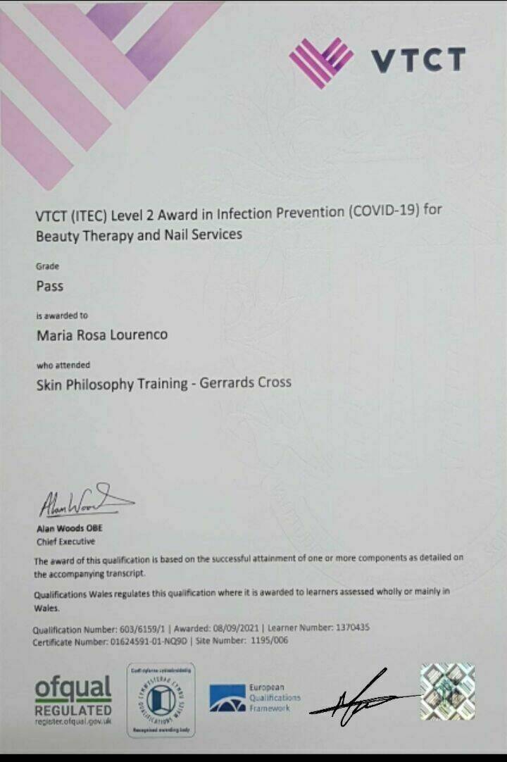 We pride ourselves for having two Infection Prevention (covid-19) certificates 