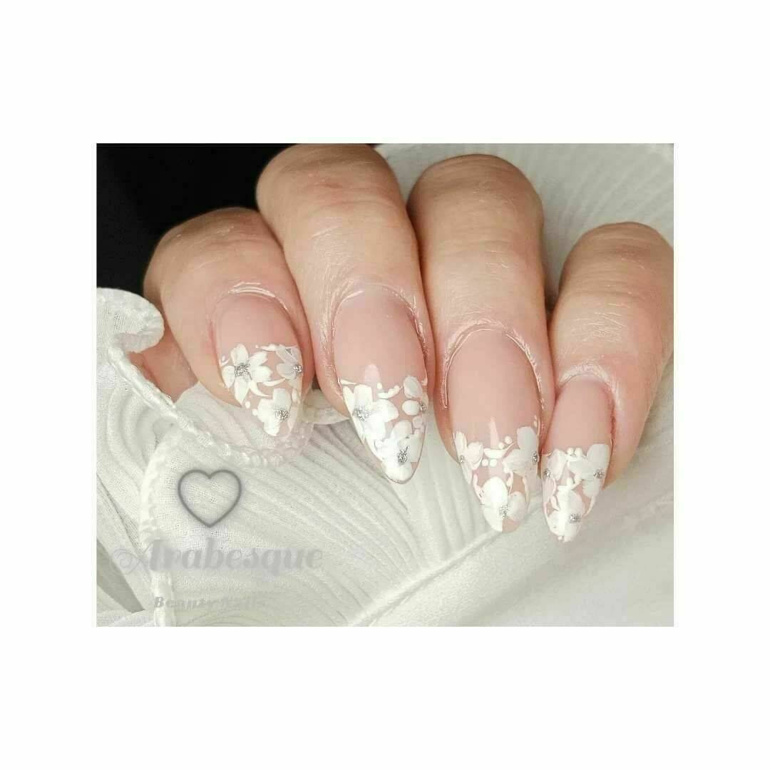 Pose complète chablon avec nail art à main levée 