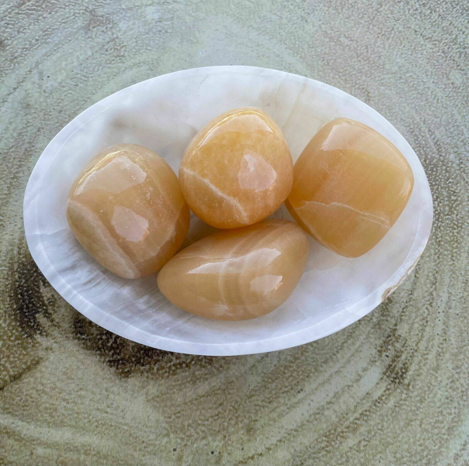 Orange calcite freeforms 