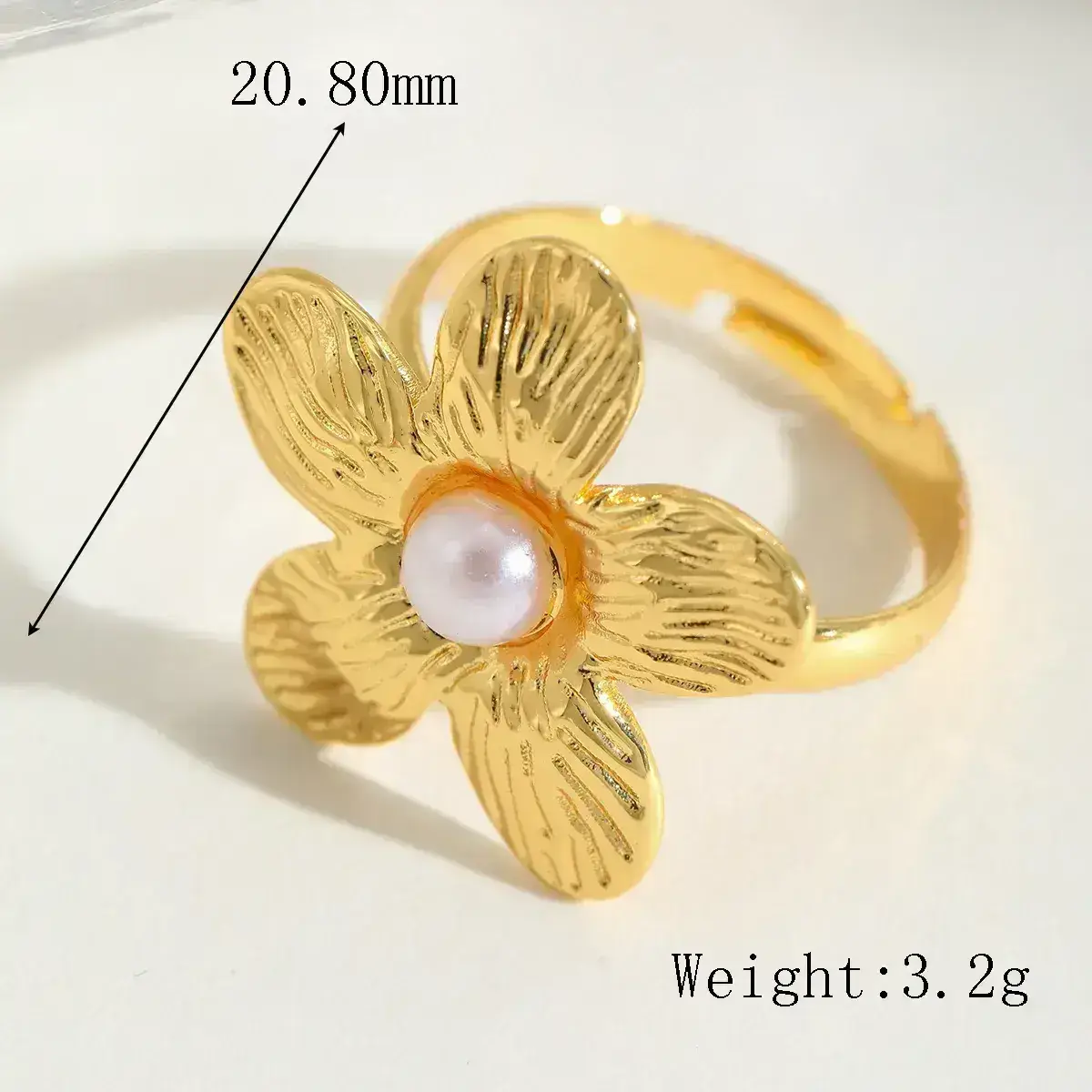 Bague fleur et perle 