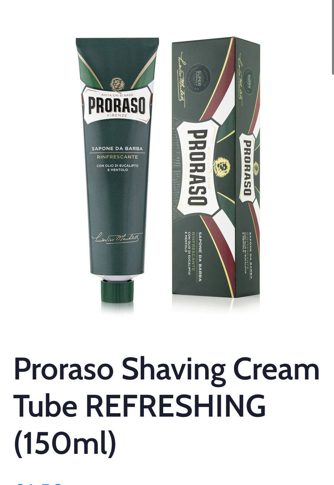 Proraso Shaving Cream Tube REFRESHING (150 ml)