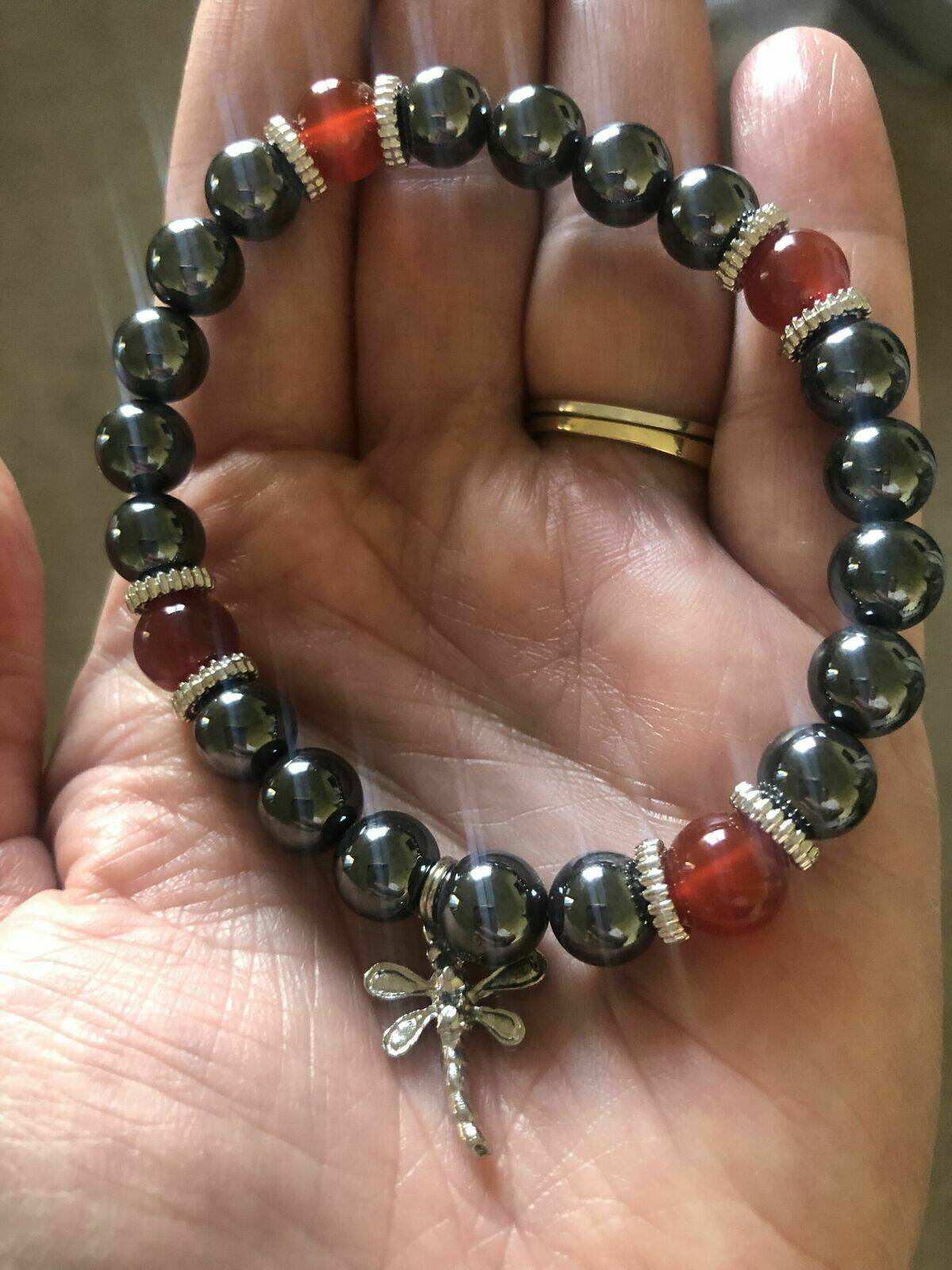 Hematite with red agate bracelets