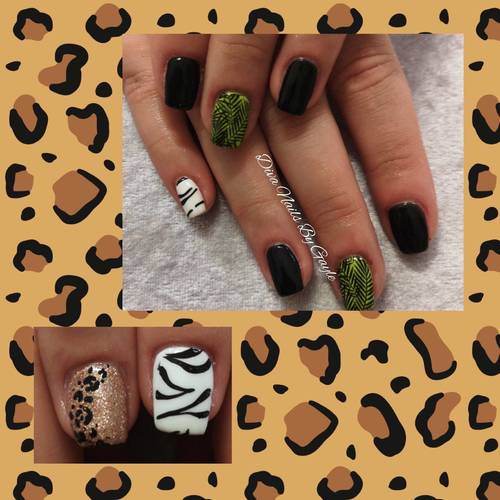 Safari inspired gel polish with stamping