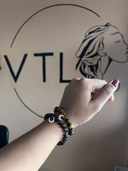 Bracelet œil de tigre large 