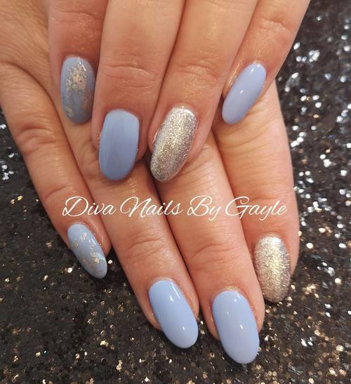 Cornflower blue with silver glitter and foil