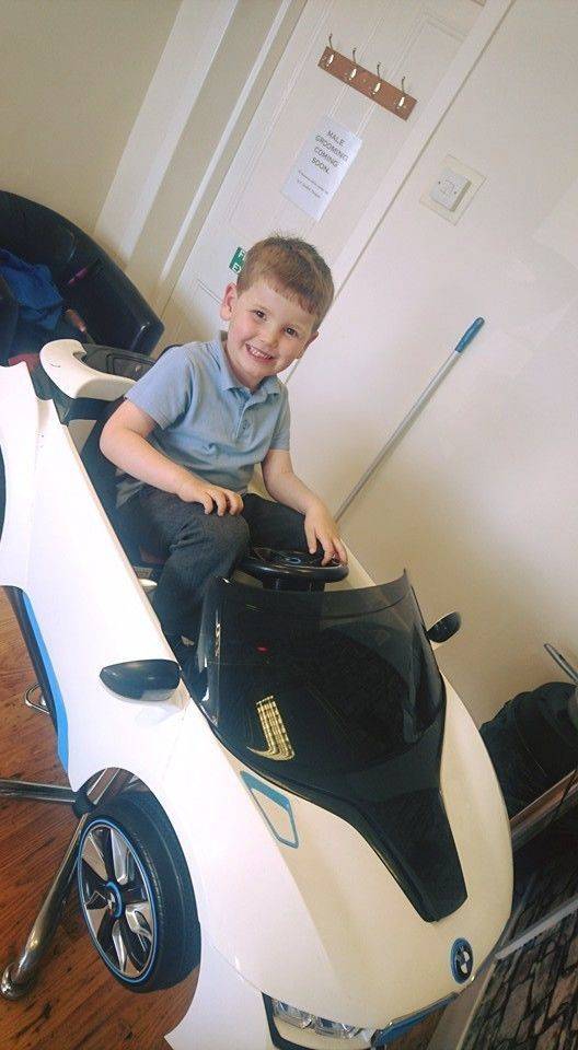 Little luke loved the car chair! 