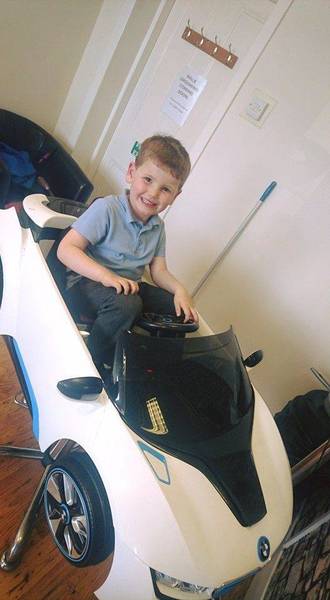 Little luke loved the car chair! 