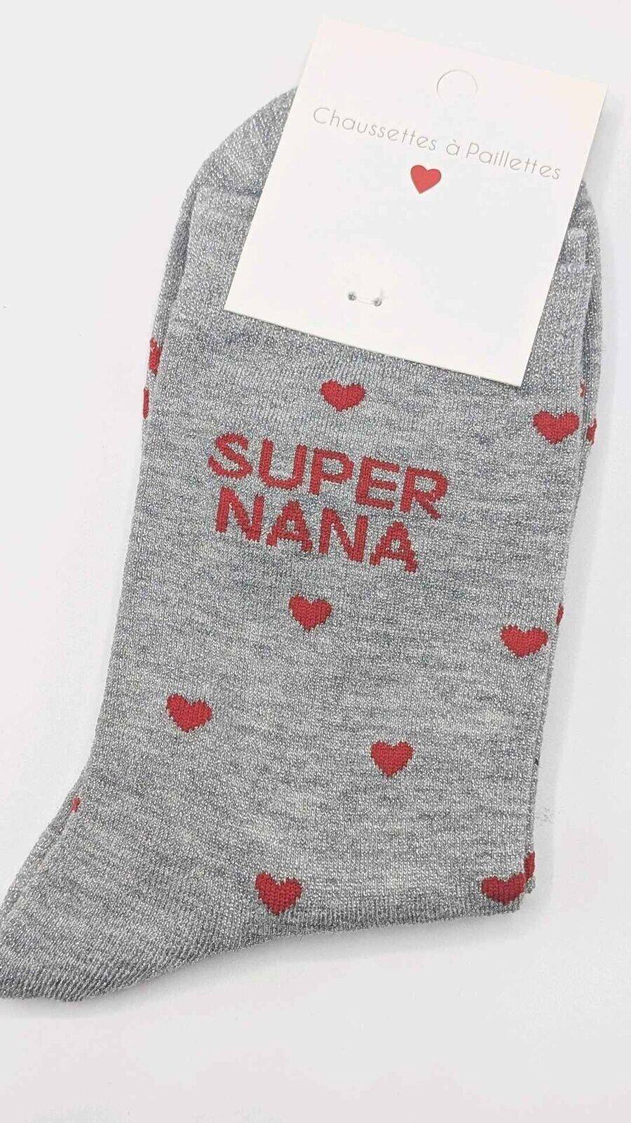 Chaussettes à Paillettes Cœurs Super Nana