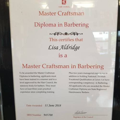 Lisa's Master Craftsman certification