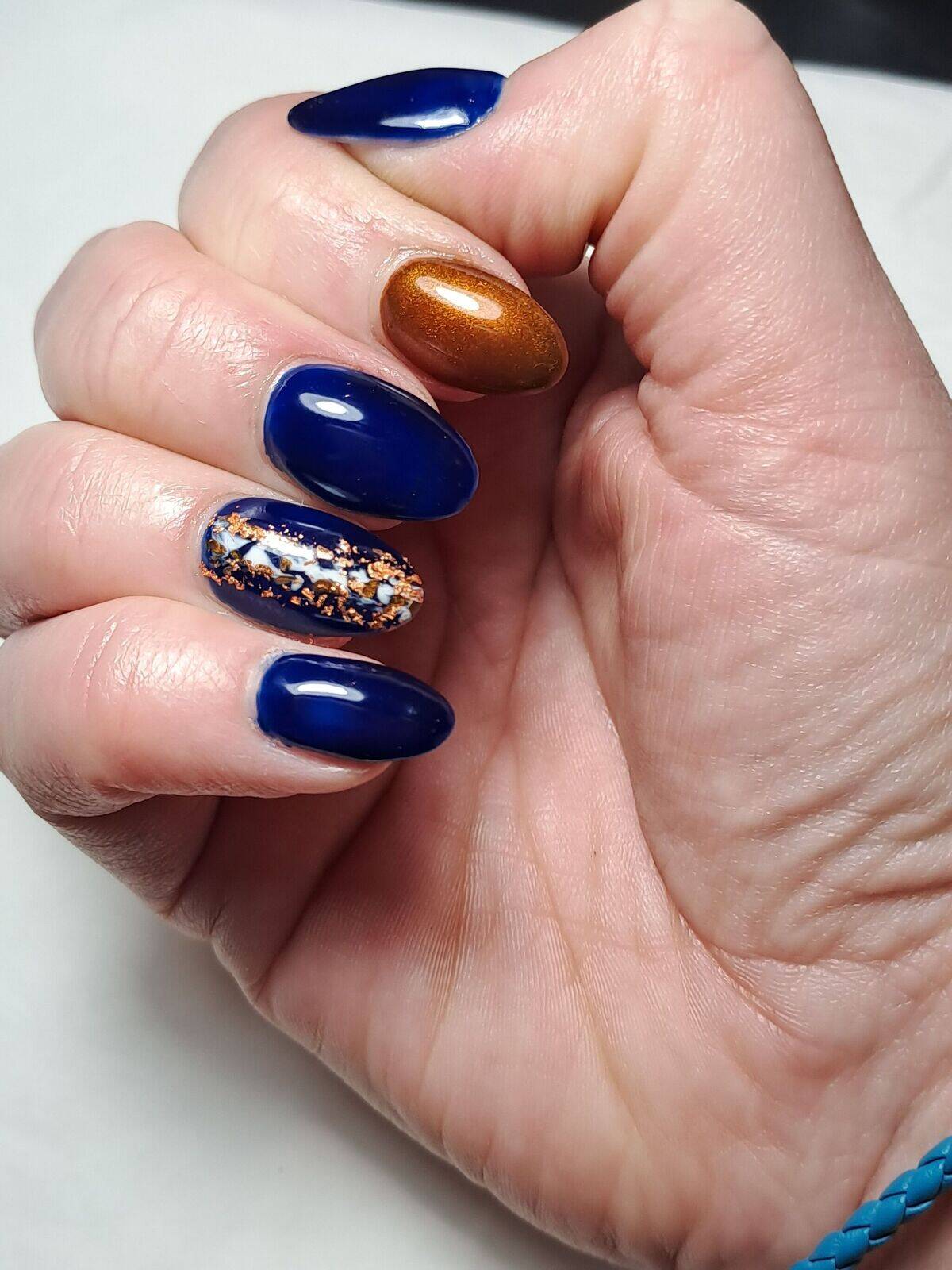 Navy and copper gel with foil