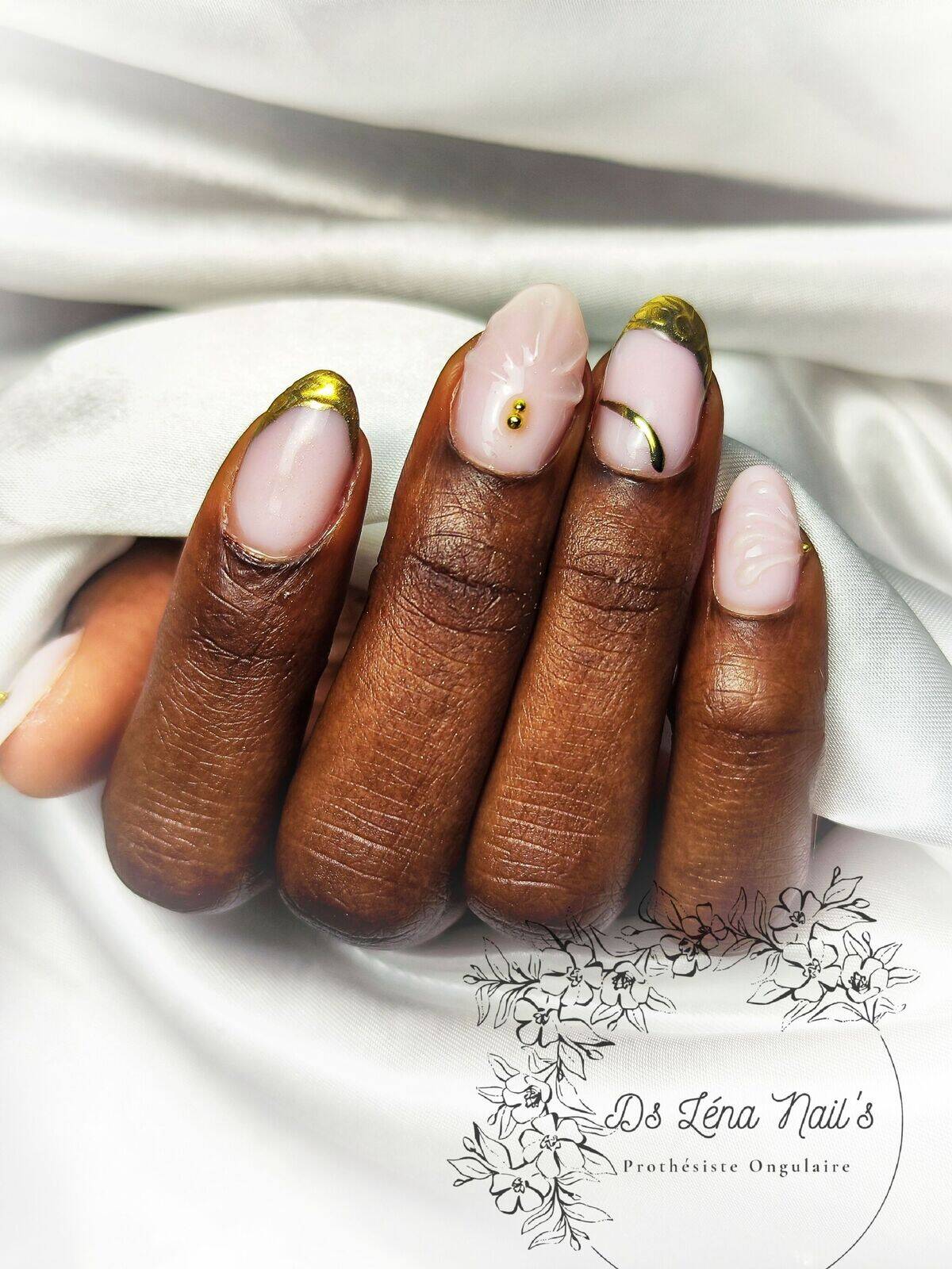 Gainage + Nail art personnalisé 3D & Chrome 