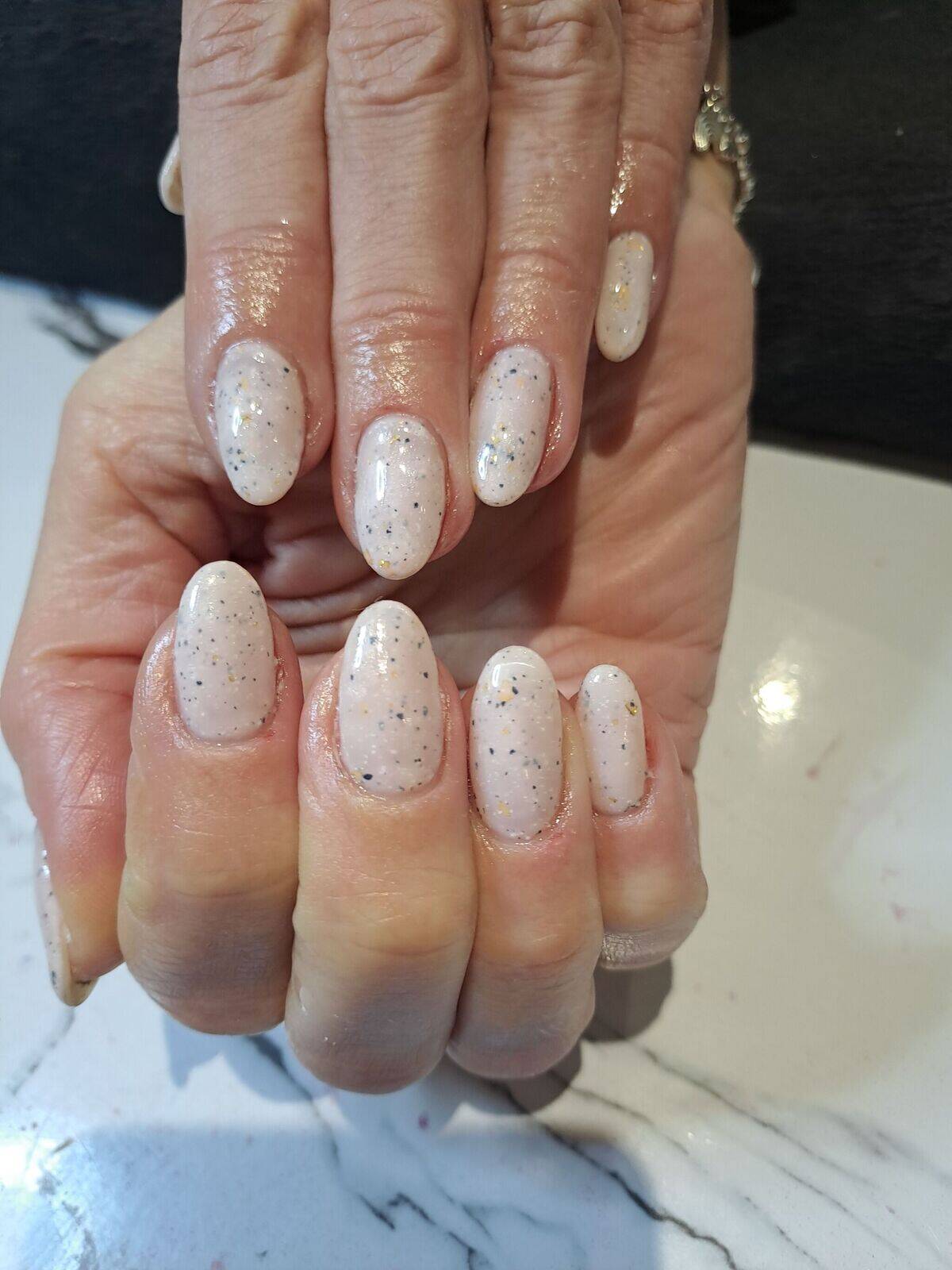 Nude with glitter and black speckles! an every day must colour