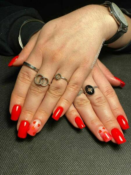 Red nails, Babycolor & Incrustation de coeurs