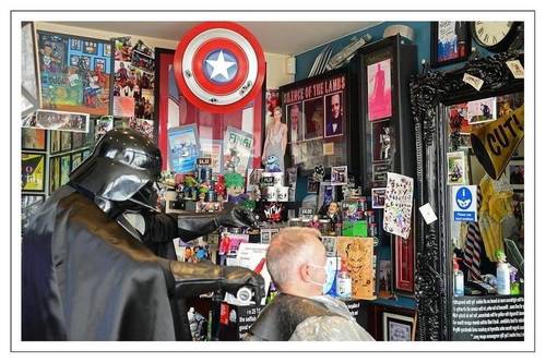‘May 4th be with you’ Shops 28th Anniversary , Darth Vader helping put hair on the floor.