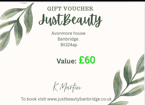 Just Beauty Banbridge. Gift voucher.