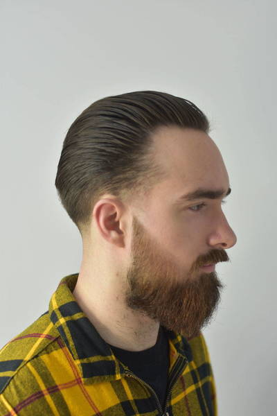 Slick back and beard shape up 