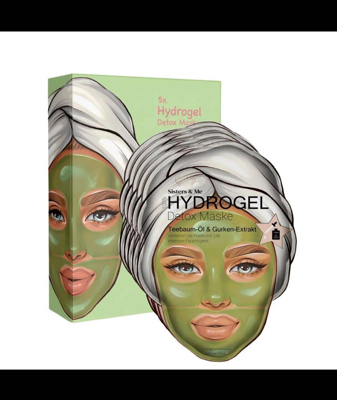 5x HYDROGEL DETOX MASKE MIT TEEBAUM-ÖL & GURKEN-EXTRAKT