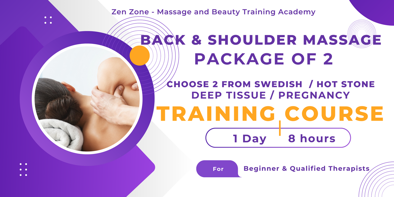 1 Day Training Course - Back & Shoulder Massage PACKAGE (mix of any 2 massage types)
