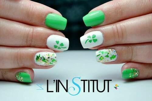Gainage ongles naturels. Déco "St Patrick"