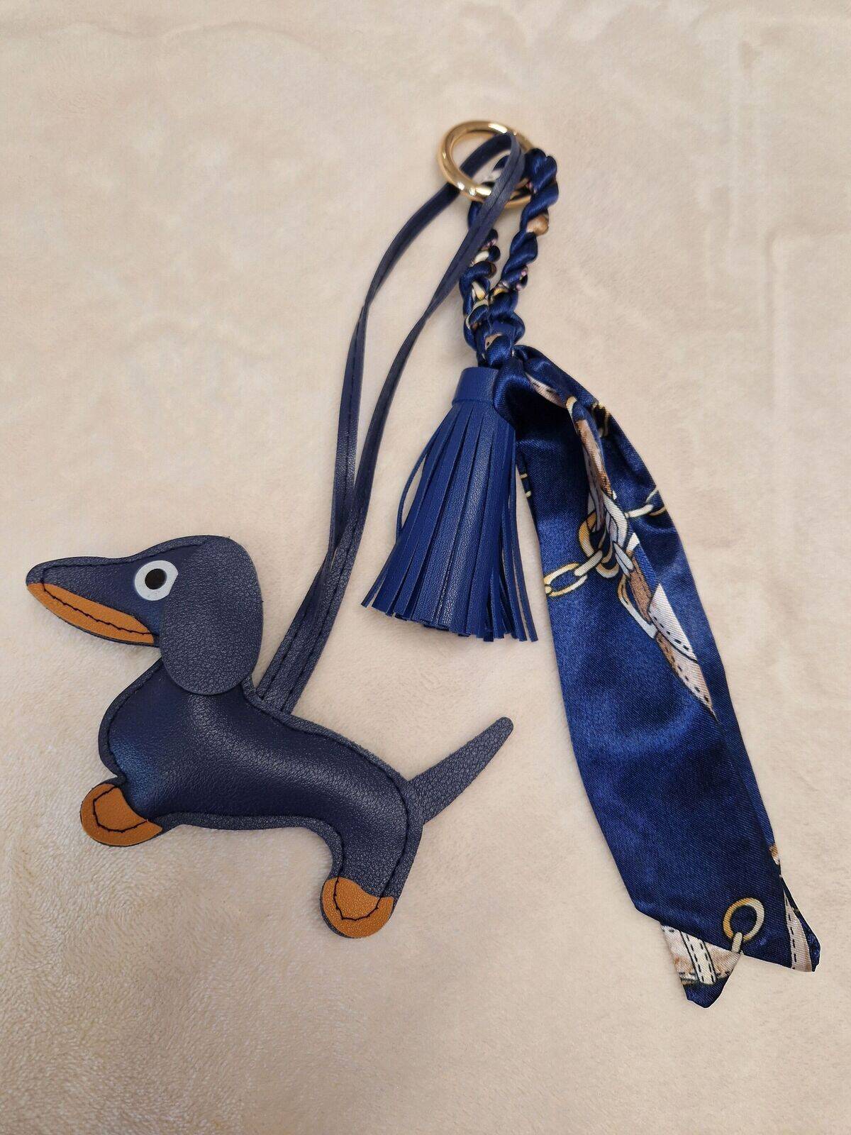 Porte-clé/ Bijou de Sac Chien Bleu