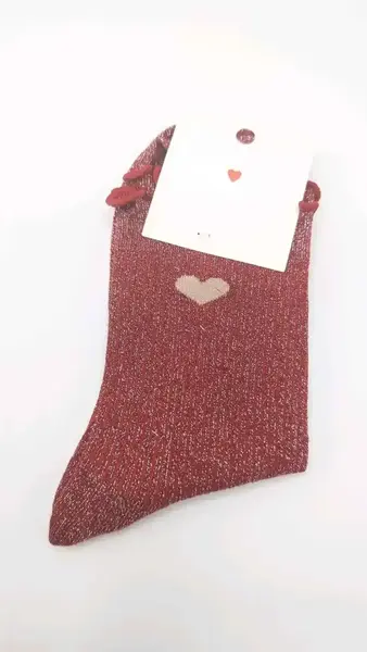 Chaussettes à Paillettes Coeur rouge