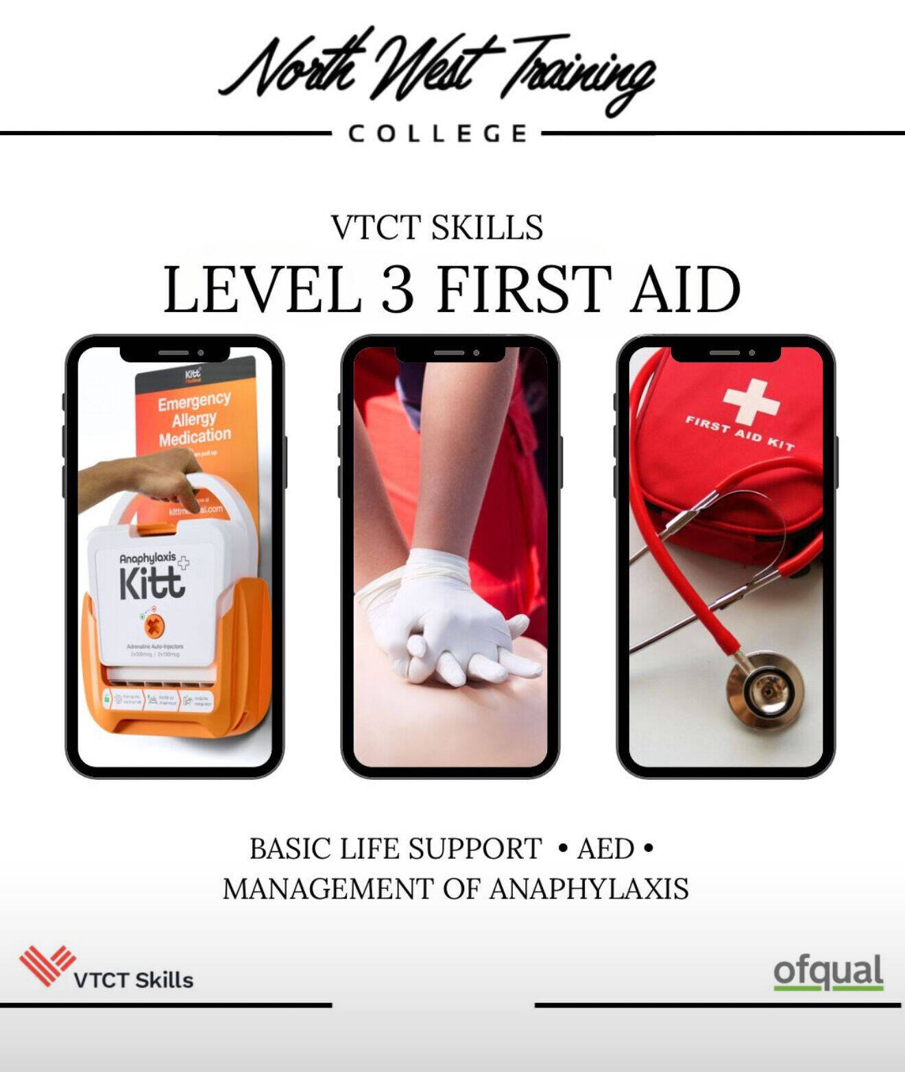 OFQUAL VTCT Level 3 first aid 19th & 20th January 
