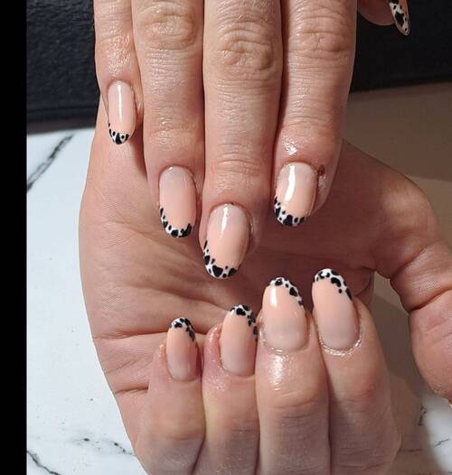 Cow print half a french tip